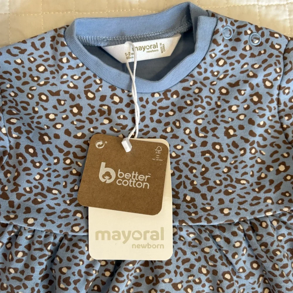 NEW Mayoral Blue Leopard Baby Matching Outfit Dress Pants